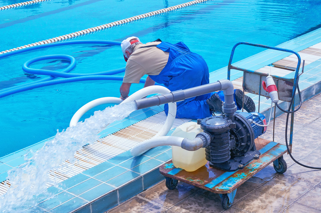 Pool technician on a service call dispatched by OnSight365